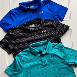 Under Armour Boys Heat Gear Polo Lot of 3 SZ Lg